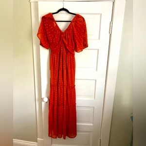 Anthropologie Swiss dot maxi dress
